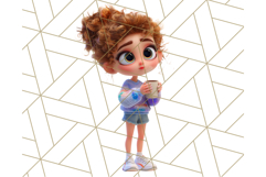 Kawaii Cozy Girl Clipart PNG, Pastel Fall Cozy Aesthetic Product Image 2