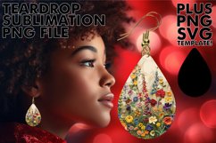 Vibrant Floral Teardrop Earring Design PNG Product Image 1