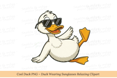 Cool Duck PNG Duck Wearing Sunglasses Relaxing Clipart Funny Product Image 1