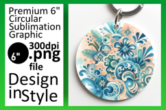 Sophisticated Round Design for Keychains , Watercolor Patter Product Image 1