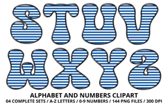 Stripes Alphabet Letters &amp; Numbers Clipart PNG 300DI Product Image 4