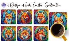 Stained Glass Square Coaster Sublimation Designs PNG Product Image 15