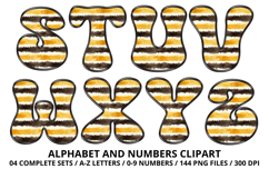 Honey bee Alphabet png clipart, honey bee letters doodle Product Image 4