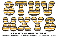 Honey bee Alphabet png clipart, honey bee letters doodle Product Image 4