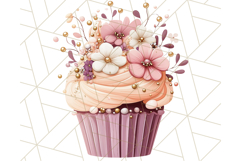 Cupcake Clipart with Florals and Pastel Frosting Png, Spring Product Image 2