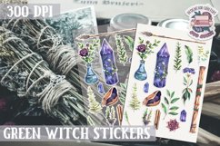 Witch sticker Sheet Green Magic Violet Wicca Stone Halloween Product Image 1