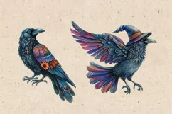 Watercolor Halloween Raven. PNG sublimation Product Image 3