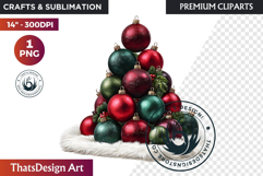 Christmas Baubles Clipart, Festive Holiday Ornaments PNG Product Image 1