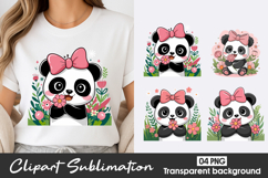 Cute Panda Girl Clipart PNG Product Image 1