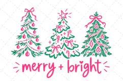 Merry and Bright PNG, Preppy Merry Coquette Christmas PNG Product Image 1