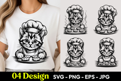 Chef Kitten Cartoon SVG PNG Product Image 1