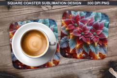 Poinsettias Coaster Sublimation, Christmas Coaster PNG Product Image 1