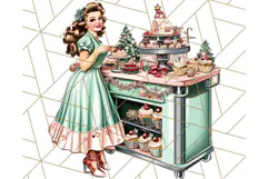 Vintage Glamorous Christmas Party Clipart PNG, Holiday Png Product Image 2