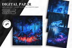Wolf Wall Art Digital Paper Backgrounds Printable Scrapbook Product Image 1