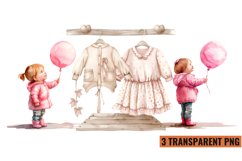 Watercolor Pink Baby Shower Clipart , PNG Product Image 1