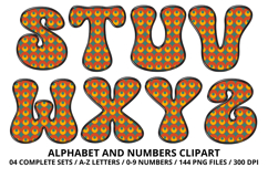 Retro Groovy Alphabert PNG 70s Numbers &amp; Letters 300 DPI Product Image 4