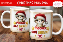 Meowy and bright mug wrap PNG, cat lover mug template png Product Image 1