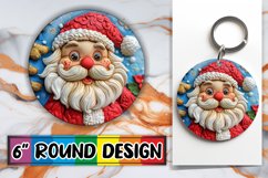 Winter 3D Santa Claus Keychain Round Design PNG Sublimation Product Image 1