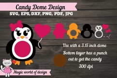 Valentines Little Penguins Candy dome svg, 3d svg cut file Product Image 3