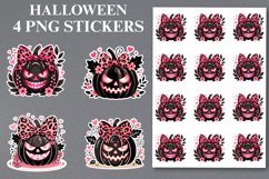 4 Halloween Pumpkin Stickers Png | Printable Product Image 1