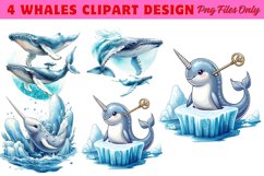 Whales Clipart design PNG Product Image 1