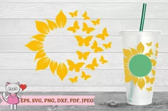 Sunflower Butterfly svg for Full Wrap Venti Cold Cup 24 oz Product Image 2