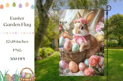 Floral Easter Garden Flag, Cute Easter Bunny PNG Product Image 1