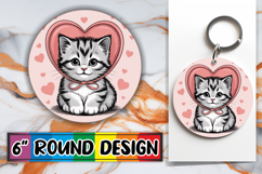 Sublimation Car Coaster Joy, Cat Valentin's Day Product Image 1