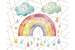 Watercolor Dinosaur and Rainbow PNG Clipart, Baby Nursery Product Image 2