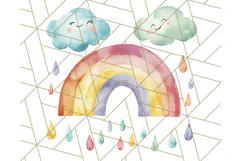 Watercolor Dinosaur and Rainbow PNG Clipart, Baby Nursery Product Image 2