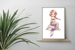 Mermaid Princess Cute Pink Hair Tail Rock PNG Summer Girl Product Image 2