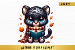 Watercolor autumn jaguar clipart, Autumn Jaguar Bundle Product Image 6