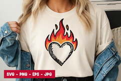 Flaming White Heart Outline SVG PNG Product Image 1