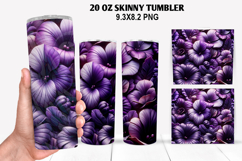 3D Flower Skinny Tumbler 20oz Wrap Design,Flowers Tumble PNG Product Image 1
