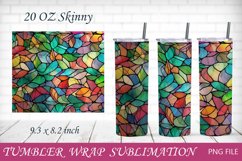 Stained glass 20 oz skinny tumbler wrap png Product Image 1