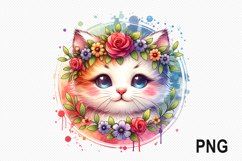 Cat Flowers Sublimation - Cat Flowers Clipart PNG Design Product Image 1