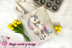 Cute cartoon unicorns watercolor Clipart PNG Product Image 3