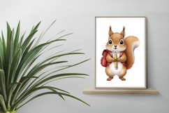 Cute Squirrel with Backpack Holding a Pencil Watercolor PNG Product Image 2