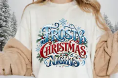 Frosty Christmas Nights PNG - Vintage Winter Typography Product Image 2