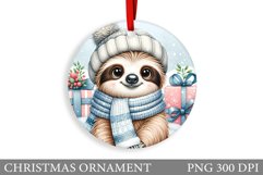 Cute Sloth Christmas Ornament. Christmas Sloth Sublimation Product Image 1