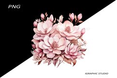Watercolor Pink Magnolia Clipart Product Image 1