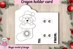 Christmas dog in santa's sock Coloring Card svg Product Image 2