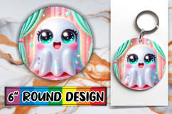 Whimsical Car Coaster Round PNG, 3D Cute Ghost Product Image 1