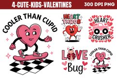 Cute Kids Valentines Day Retro PNG Product Image 1