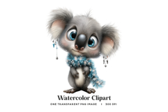 Winter Koala with Blue Tinsel PNG Product Image 1