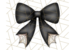Muted Halloween Bow Clipart, Fall Ribbon PNG Autumn Hair Bow Product Image 2