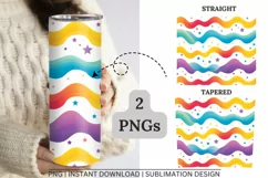 20oz Skinny Tumbler Sublimation, Christmas Rainbow Design Product Image 2