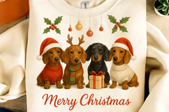 Christmas Dachshund Dogs PNG, Merry Christmas PNG, Santa PNG Product Image 1