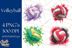 Volleyball Clipart PNG with Team Color Paint Splash Design Product Image 1