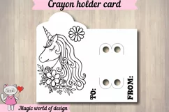 Unicorn with flowers Crayon Holder Card svg, printable Product Image 2